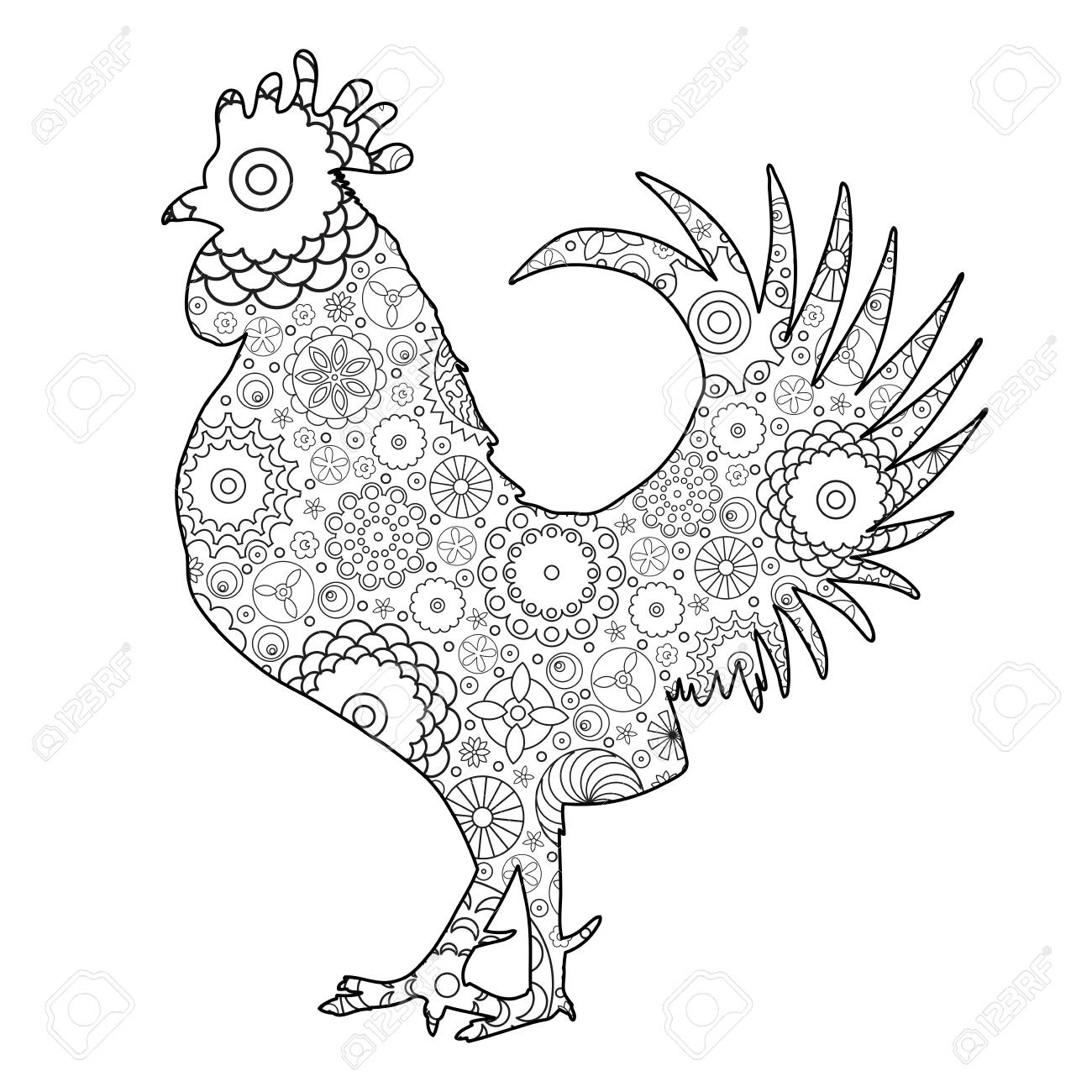 1300x1300 Hand Drawn Doodle Outline Rooster Illustration Imitation