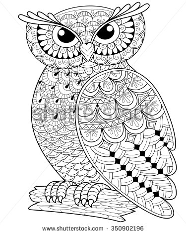 375x470 Owl Doodle Coloring Page