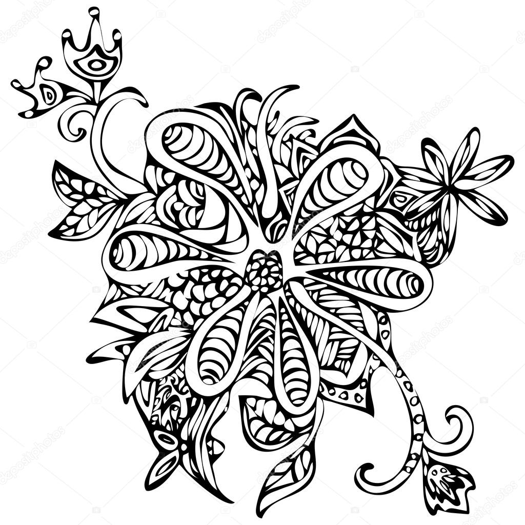 1024x1024 Abstract Fantasy Flower For Prints, Coloring Book, Fabrics