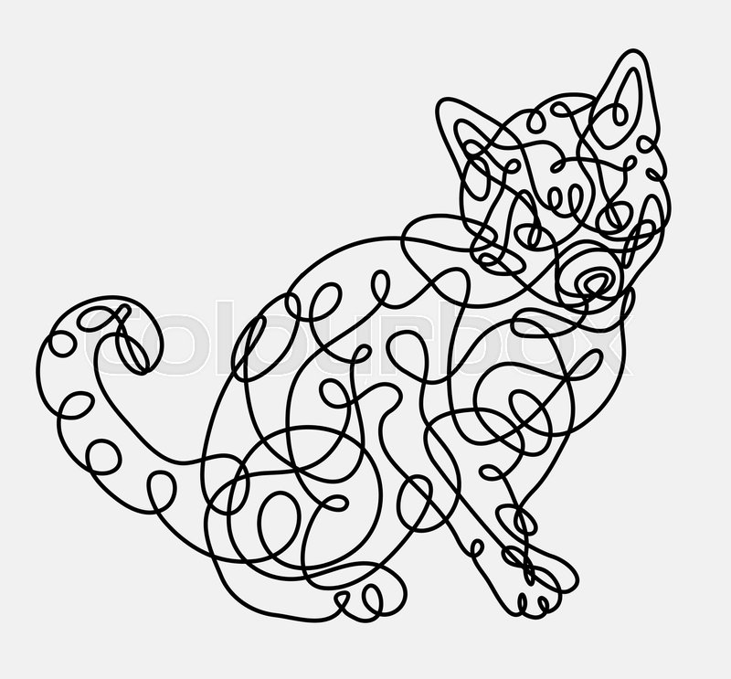 800x743 Cat Pet Animal Abstract Doodle Lines Style. Good Use For Symbol