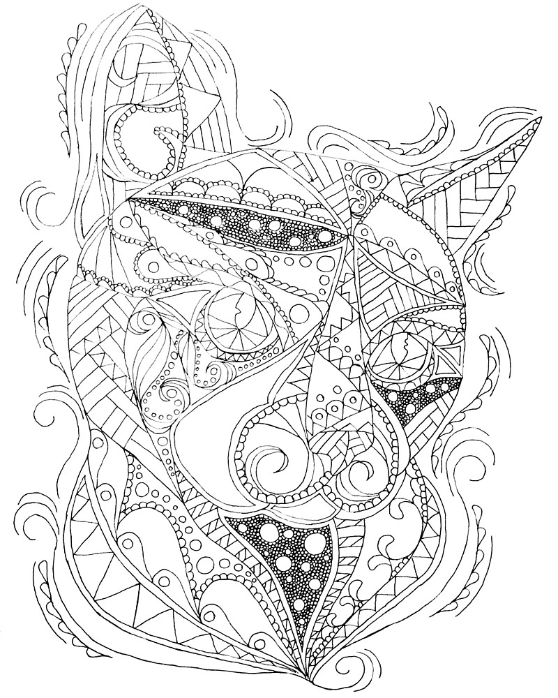 800x1000 Colorable Cat Abstract Drawing By Artistrybylm Redbubble