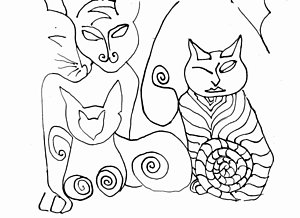 300x218 Abstract Cat Drawings