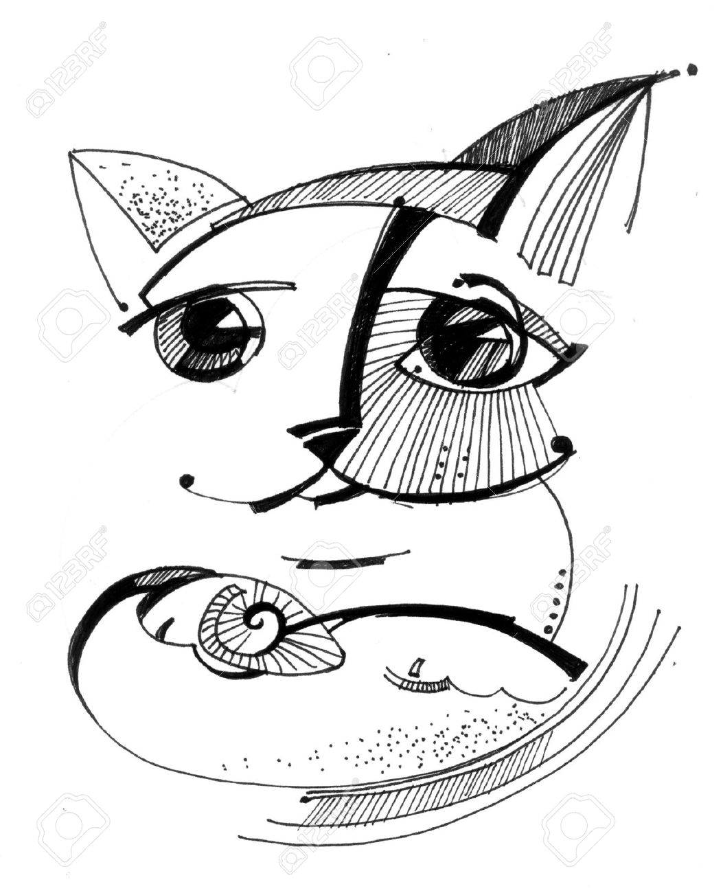 1053x1300 Abstract Drawing Black Ink With Unusual Structure