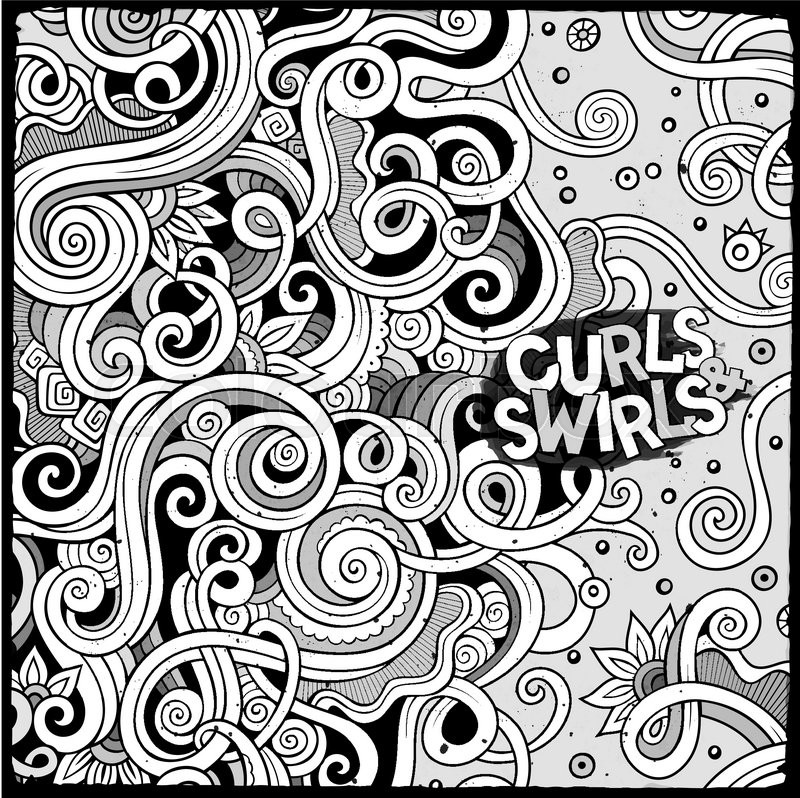 800x798 Cartoon Cute Doodles Hand Drawn Curls Frame Design. Line Art