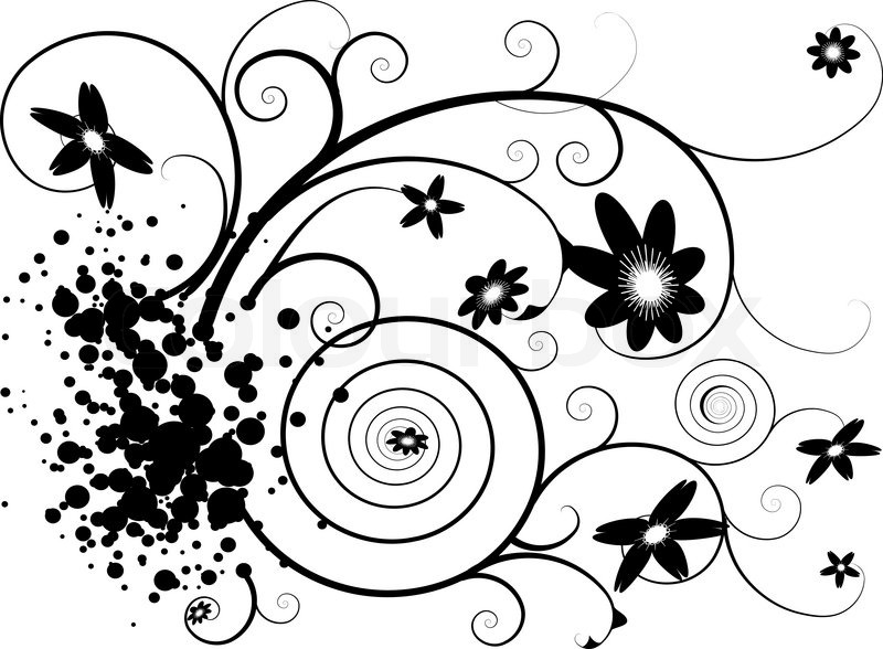 800x588 Abstract Grunge Floral Design In Black And White Stock Vector