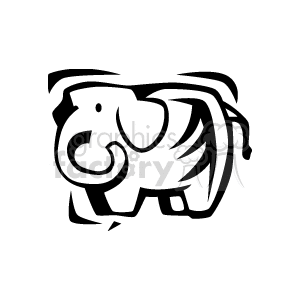 300x300 Royalty Free Black And White Abstract Elephant 129659 Vector Clip
