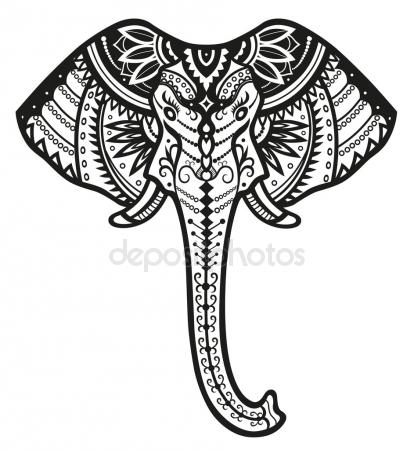 414x450 Abstract Elephant With Indian Ornament Stock Vector Deedman