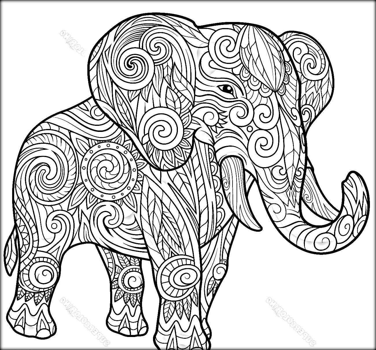 1300x1210 Printable Adult Coloring Pages Abstract Elephants Free Download