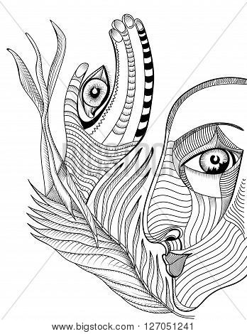 348x470 Abstract Surreal Face Hand Mehndi Vector Amp Photo Bigstock