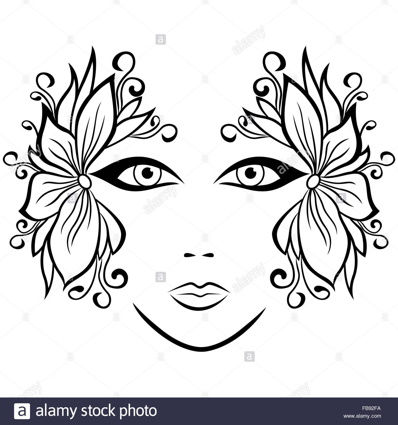 1300x1390 Abstract Black And White Female Face With Ornate Floral