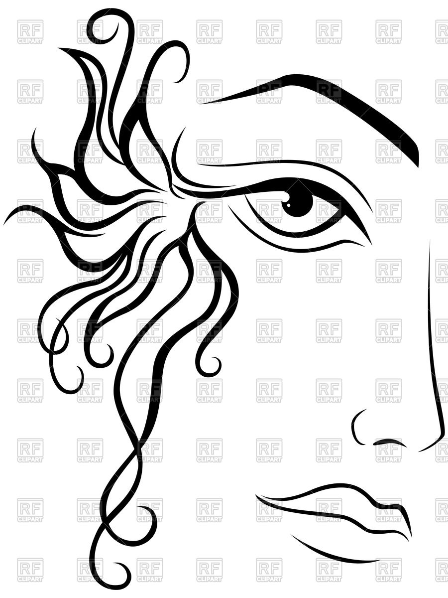 900x1200 Part Of Abstract Black And White Women Face Royalty Free Vector