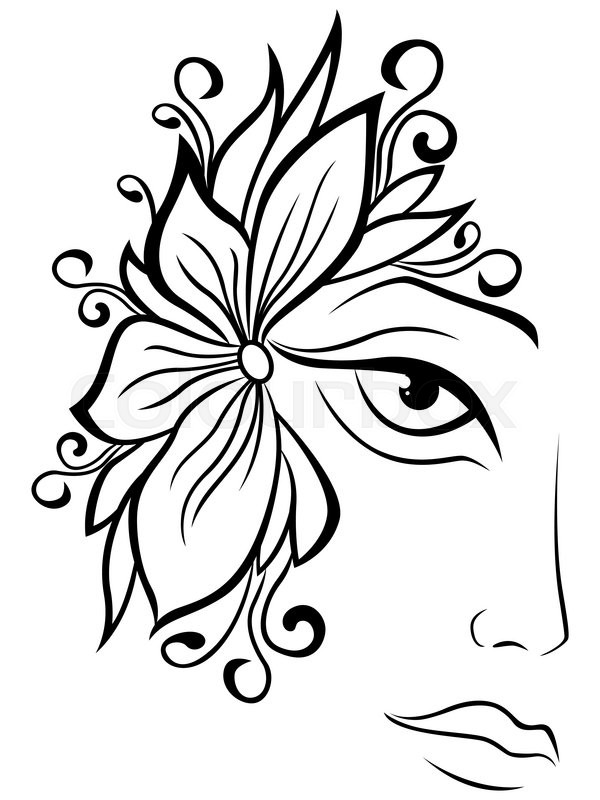 600x800 Part Of Abstract Black And White Women Face With Floral