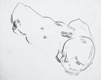 340x270 Male Nude Abstract Figure Drawing Original Charcoal