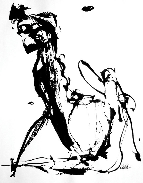 570x728 Abstract Ink Figure Studies Modern Abstract Art