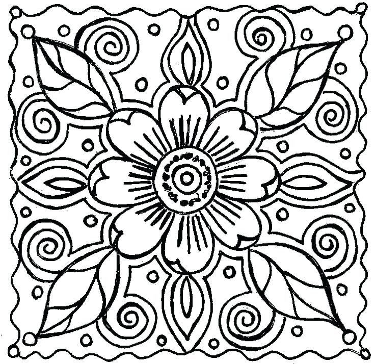 736x714 Coloring Pages With Flowers Abstract Flower Coloring By On Crafty