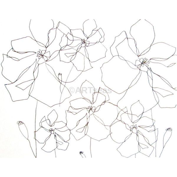 600x600 Original Botanical Drawing Minimalist Flower Drawing Abstract