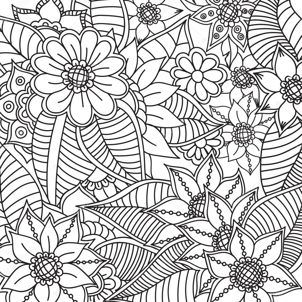 1024x1024 Zentangle Abstract Flowers. Doodle Flower. Vector Illustration