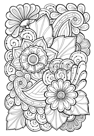 311x450 Floral Card. Colored Hand Drawn Pattern With Flowers. Zentangle