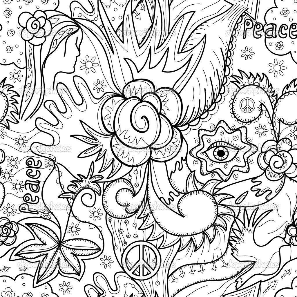 1024x1024 Happy Coloring Pages For Adults Abstract Flowers