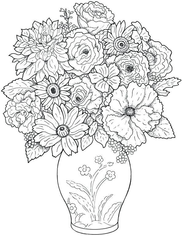597x770 Pretty Flower Coloring Pages Pictures Of Flower Drawings Complex