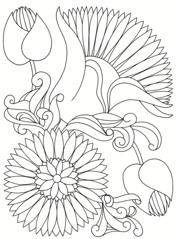 354x480 Abstract Flowers Coloring Page Free Printable Coloring Pages