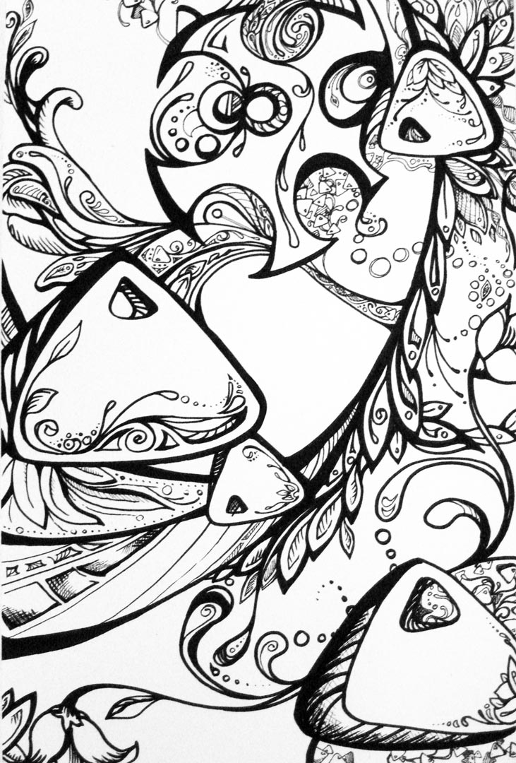 Abstract Guitar Drawing