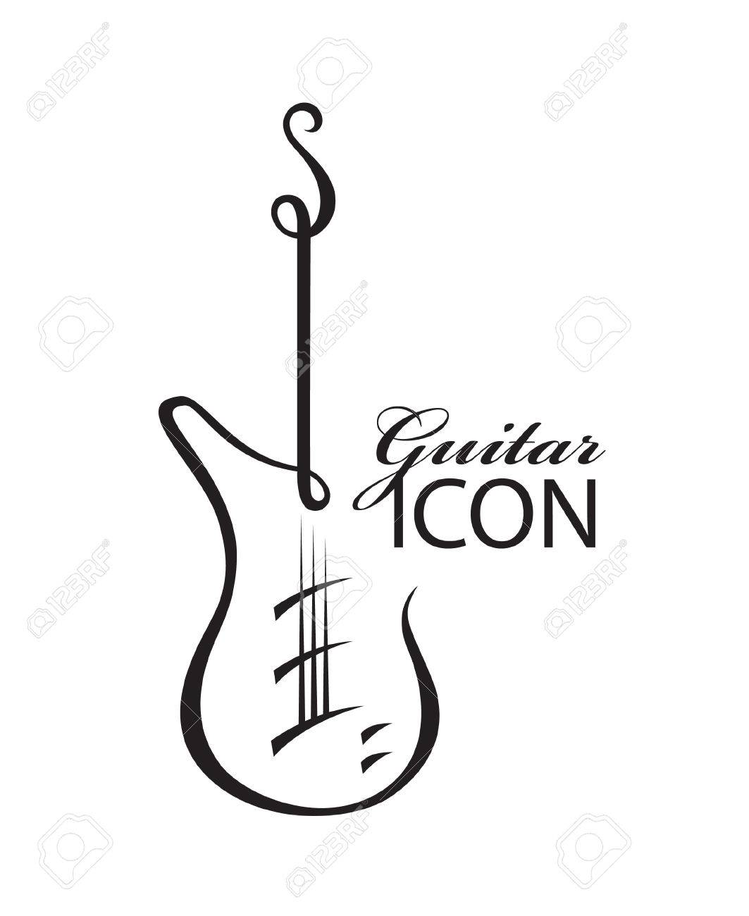 1063x1300 Monochrome Abstract Image Of Electric Guitar Royalty Free Cliparts