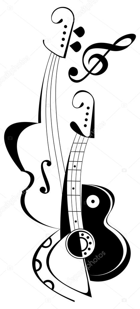 465x1023 Violin And Guitar Stock Vector Jazzia
