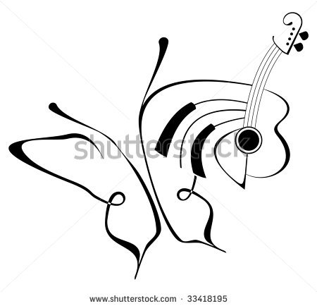 450x434 Stock Vector Butterfly Music Tattoo