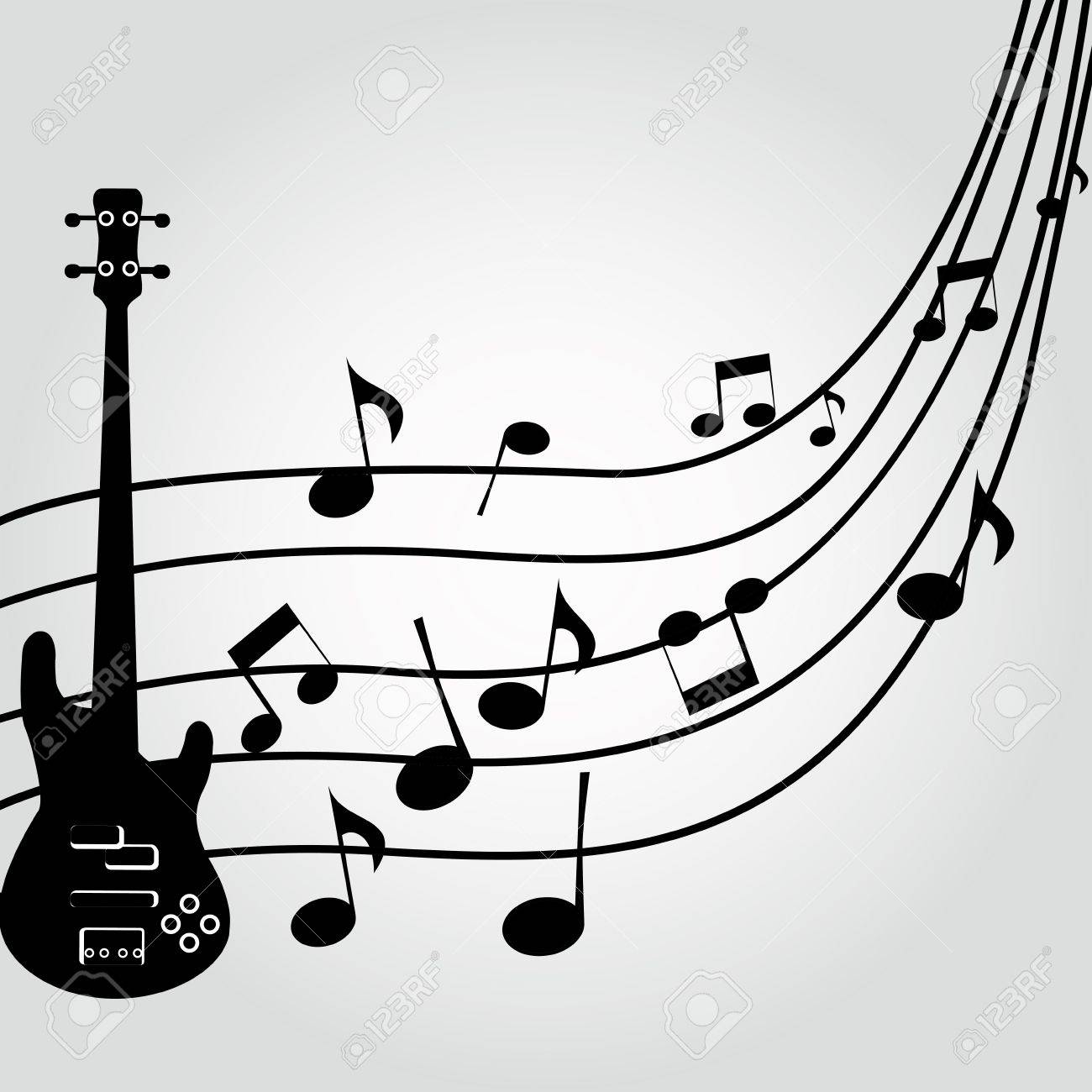 1300x1300 Abstract Guitar Silhouette On Music Score On Special Background