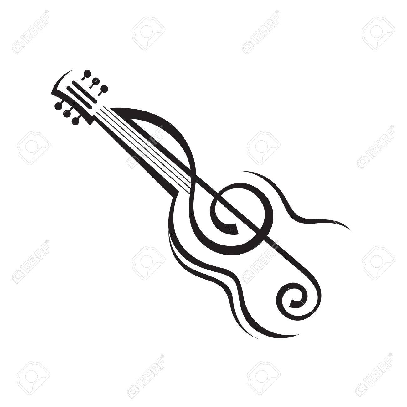 1300x1300 Abstract Monochrome Illustration Of Guitar Royalty Free Cliparts