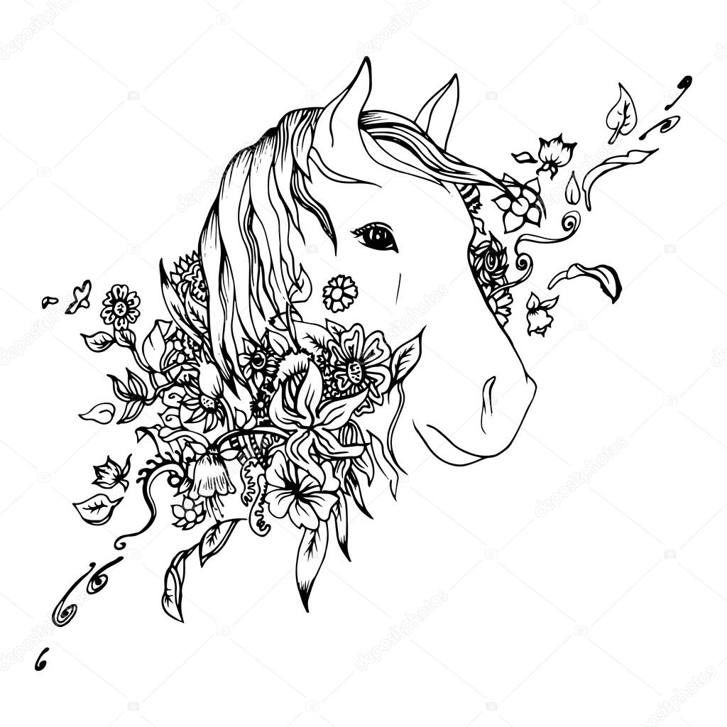 1024x1024 Abstract Graphic Horse Head, Print. Stock Vector Airin.dizain