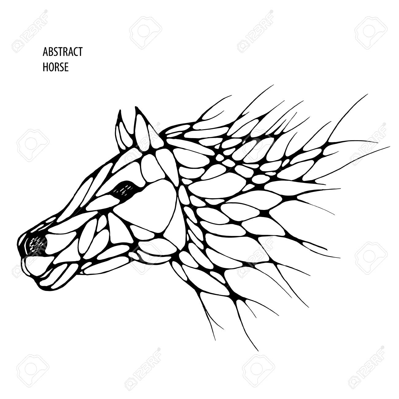 1300x1300 Abstract Horse. Graphics. Freehand Drawing Royalty Free Cliparts