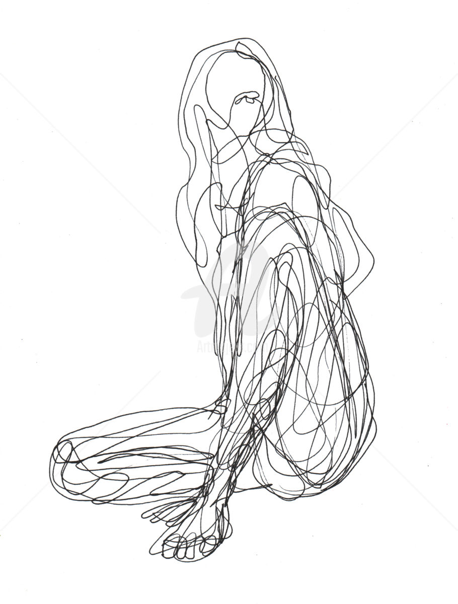 910x1200 One Line Drawing Woman 04 (Cuboism)