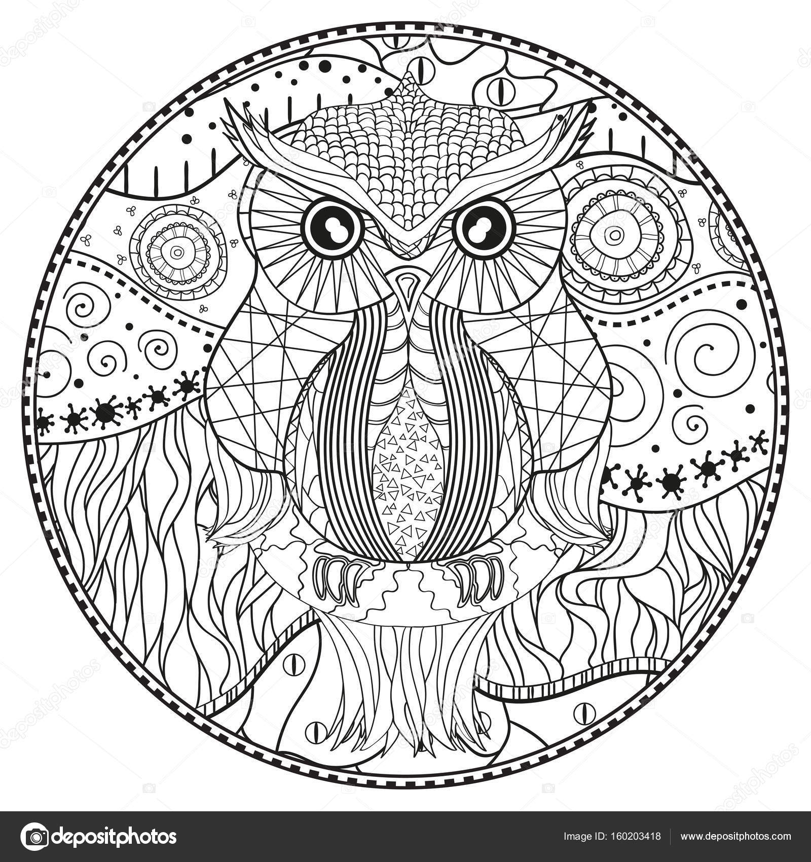 1600x1700 Mandala With Owl Stock Vector Mikabesfamilnaya