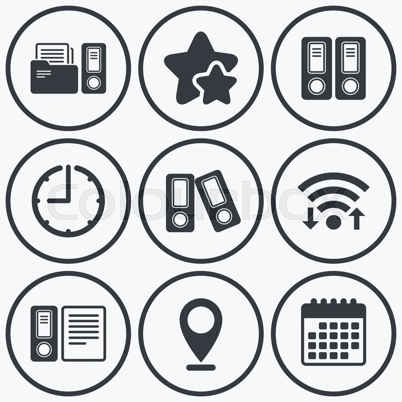 800x800 Clock, Wifi And Stars Icons. Accounting Icons. Document Storage