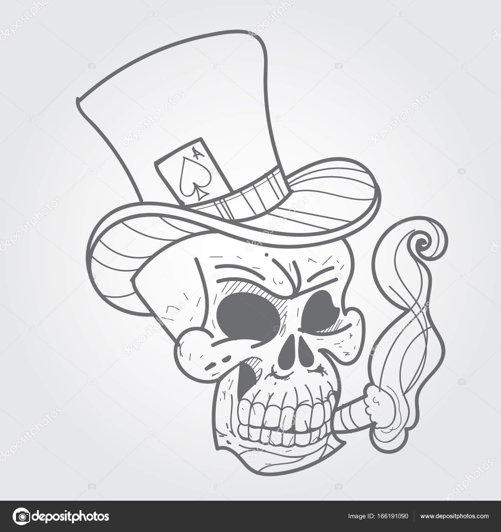 1600x1700 Skull With A Cigar And Ace Of Spades. Stock Vector Filkusto