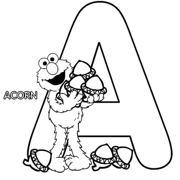 600x600 Elmo With Acorn In Sesame Street Coloring Page Color Luna