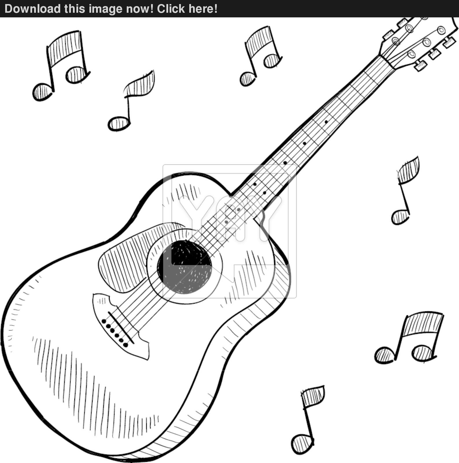 1586x1600 Acoustic Guitar Sketch Vector