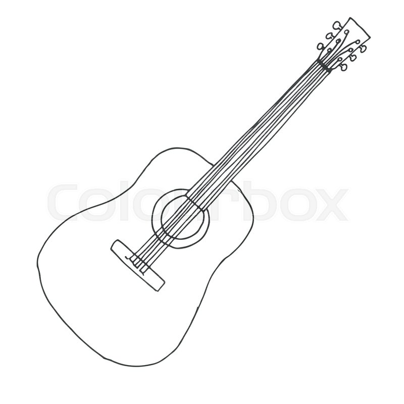 800x800 Sketch Of A Guitar. Vector Illustration. Acoustic Guitar Isolated