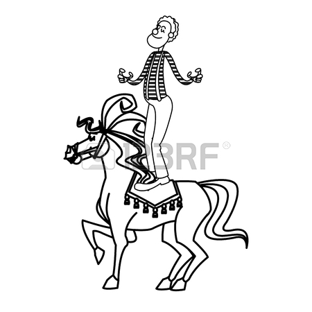 450x450 Acrobat Clown On Circus Horse. Entertainment Carnival Image Vector