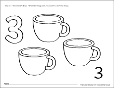230x178 Number Three Writing, Counting And Identification Activity