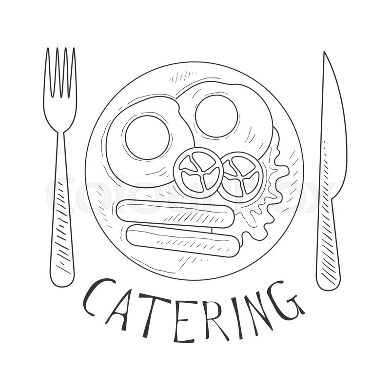 800x800 Best Catering Service Hand Drawn Black And White Sign With English