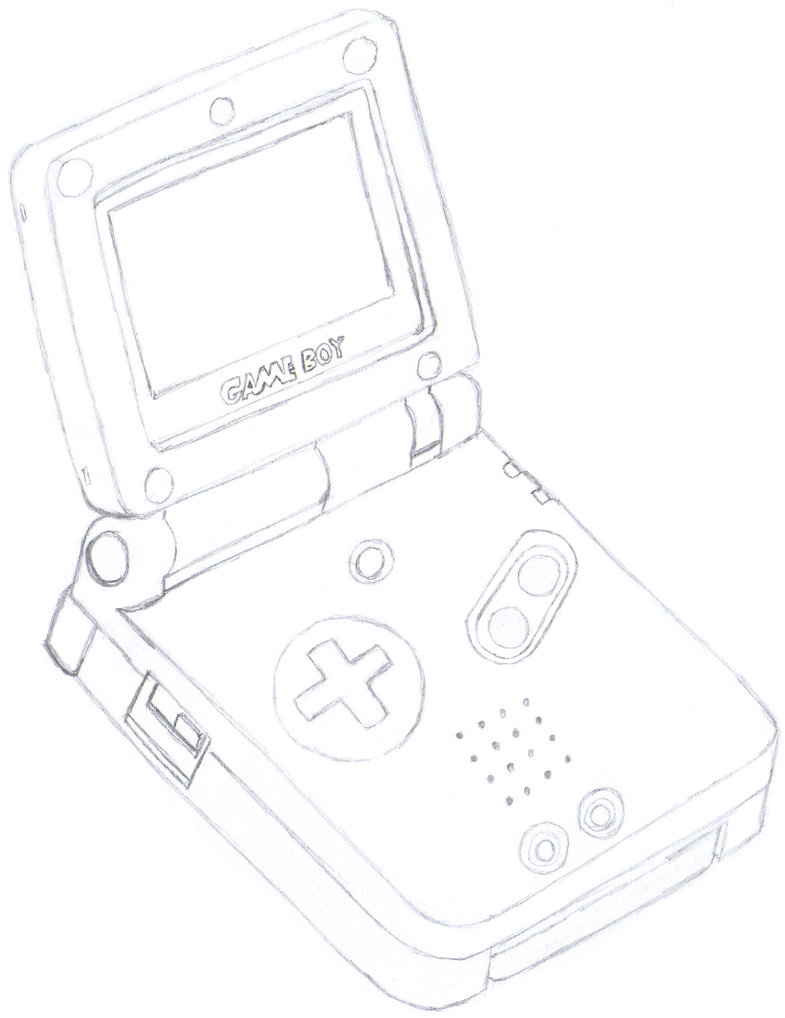 785x1018 Wip) Gameboy Advance Sp Line Drawing By Jbazza