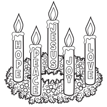345x345 Advent Wreath Coloring Page