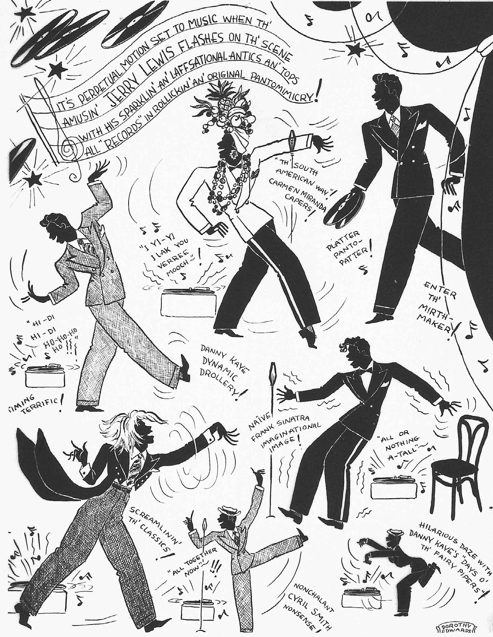 1911x2465 Hand Drawn Promotional Advertisement For Jerry Lewis' Act, Circa