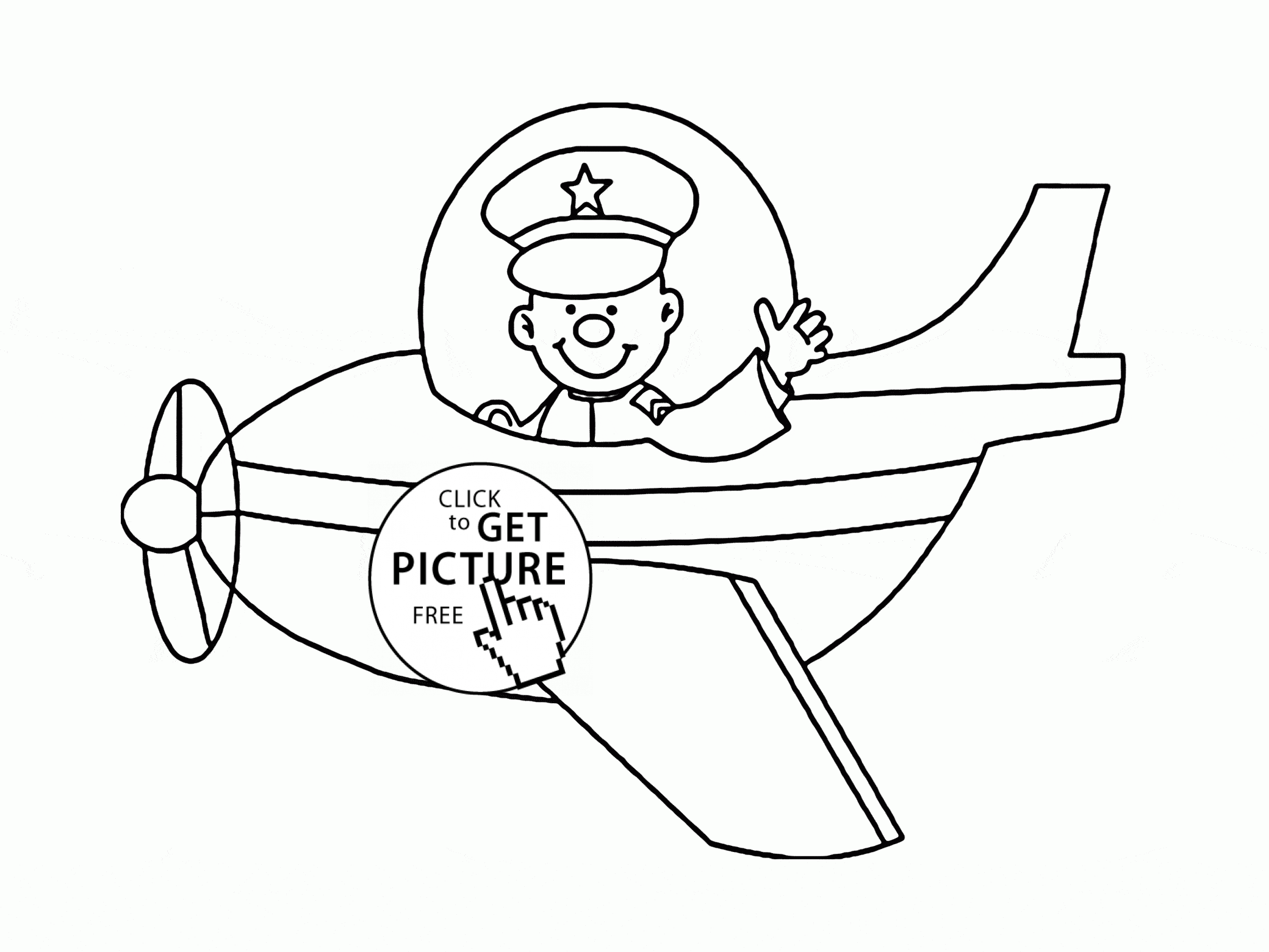 2080x1561 Airplane And Happy Pilot Coloring Page For Toddlers