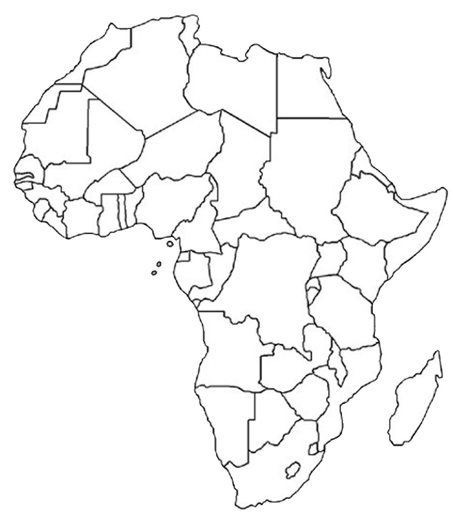 900x1027 Blank Outline Map Of Africa Africa Map Assignment Party