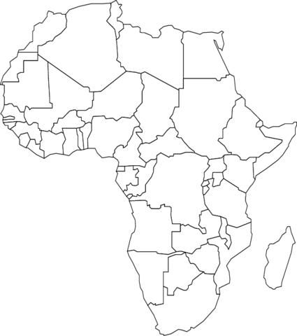 425x480 Outline Map Of Africa With Countries Coloring Page Free