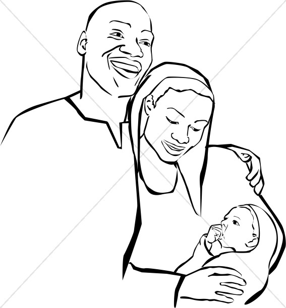 567x612 African American Holy Family Clipart Outlined Nativity Clipart